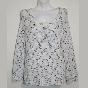 American Eagle White & Gray Round Neck Sweater Size: Large
